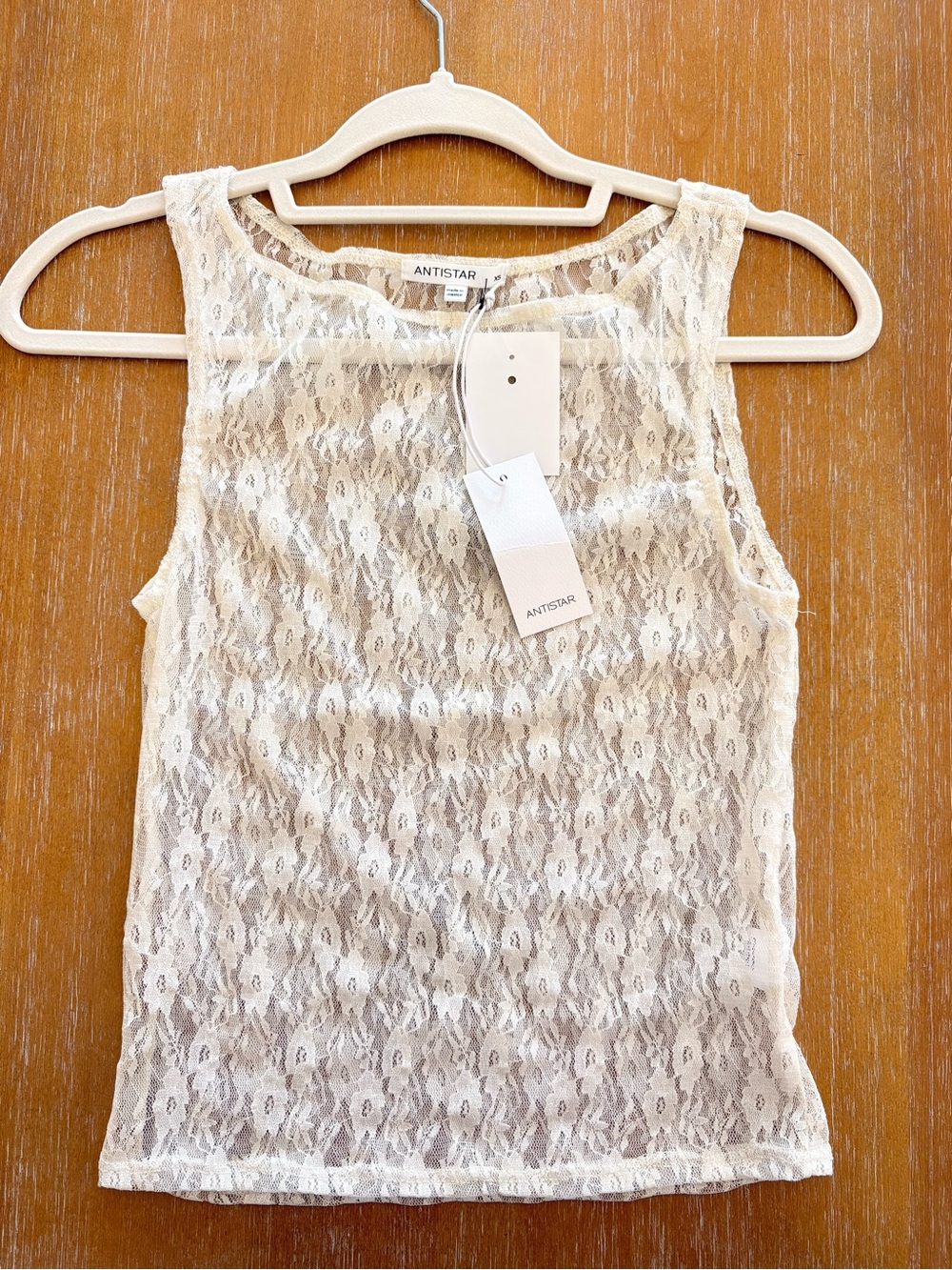 Antistar Cream Lace Sleeveless Tank Top